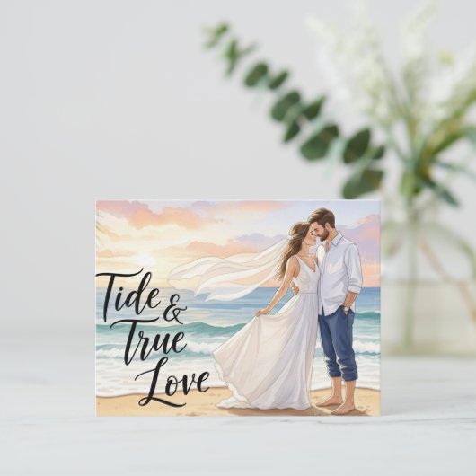 Elegant modern wedding Save The Date postcard Briefkaart (Staand voorkant)