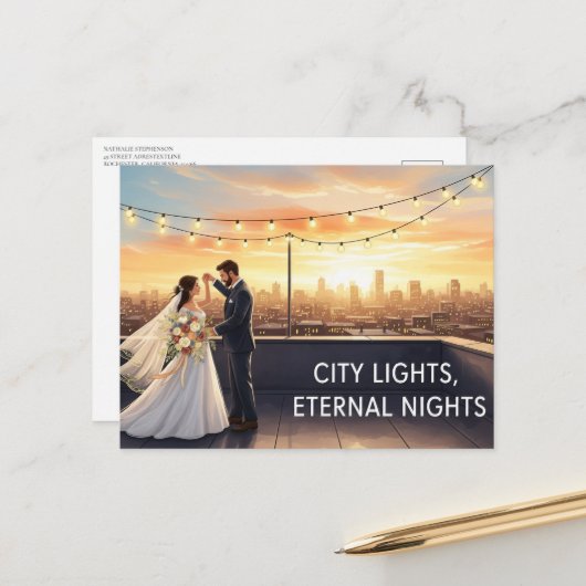 Elegant modern wedding Save The Date postcard Briefkaart (Voorkant / Achterkant in situ)