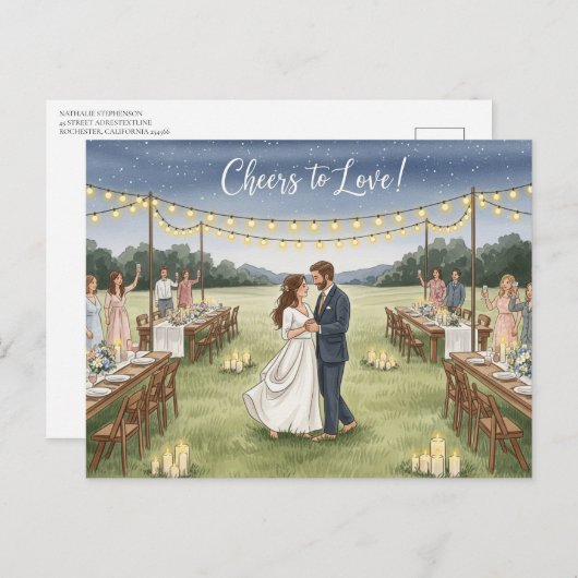 Elegant modern wedding Save The Date postcard Briefkaart (Voorkant / Achterkant)