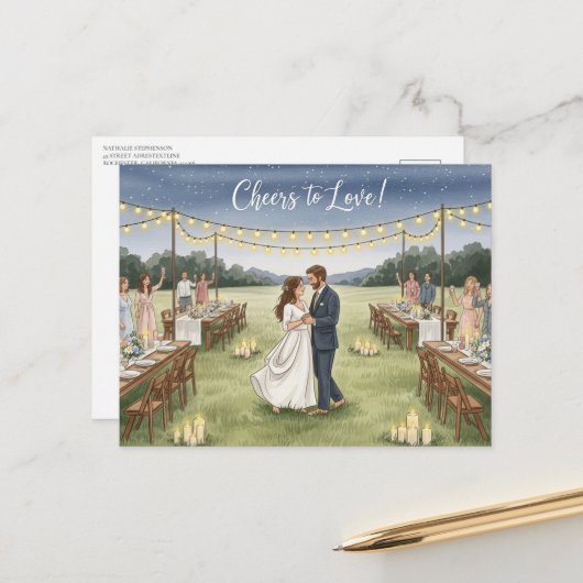 Elegant modern wedding Save The Date postcard Briefkaart (Voorkant / Achterkant in situ)