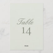 Elegant Modern Wedding Table Number Card Kaart (Achterkant)