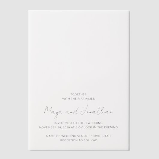 Elegant Modern Wedding Vellum Uitnodigingen (Voorkant)