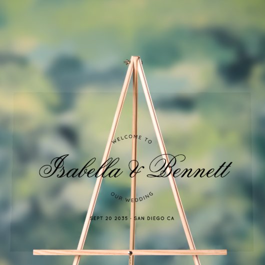 Elegant Modern Wedding Welcome Script Calligraphy Acryl Bord (Neutraal)