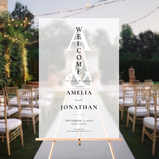 Elegant Modern Wedding Welkom Acryl Bord