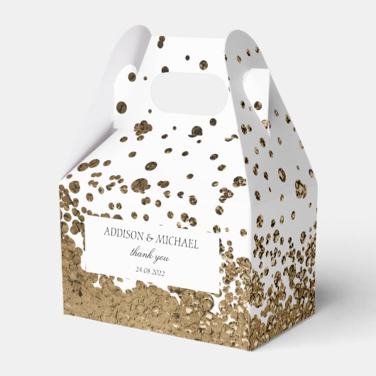 Elegant Modern  Weiß-Gold Splatter Hochzeit Bedankdoosjes (Achterkant)