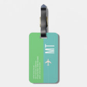 Elegant modern Wereldkaart Sage Blauwgroen Bagagel Bagagelabel (Achterkant verticaal)