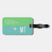 Elegant modern Wereldkaart Sage Blauwgroen Bagagel Bagagelabel (Achterkant horizontaal)