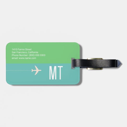Elegant modern Wereldkaart Sage Blauwgroen Bagagel Bagagelabel (Achterkant horizontaal)
