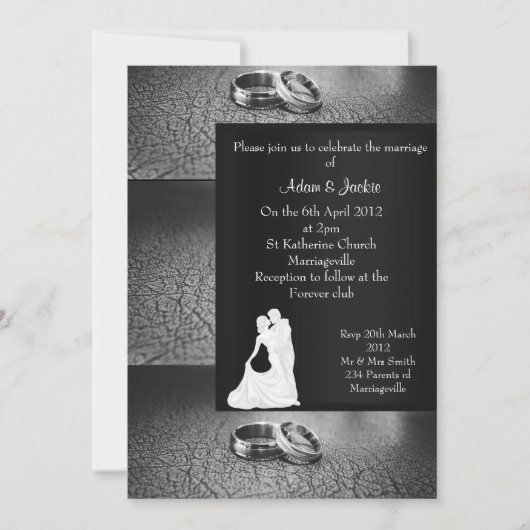 ELEGANT & MODERN Wering-uitnodiging zwart whit Kaart (Voorkant)