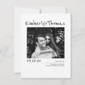 Elegant Modern White Bewaar de datumfoto Save The Date (Voorkant)