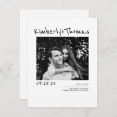 Elegant Modern White Bewaar de datumfoto Save The Date (Voorkant / Achterkant)