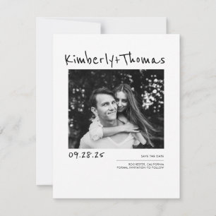 Elegant Modern White Bewaar de datumfoto Save The Date