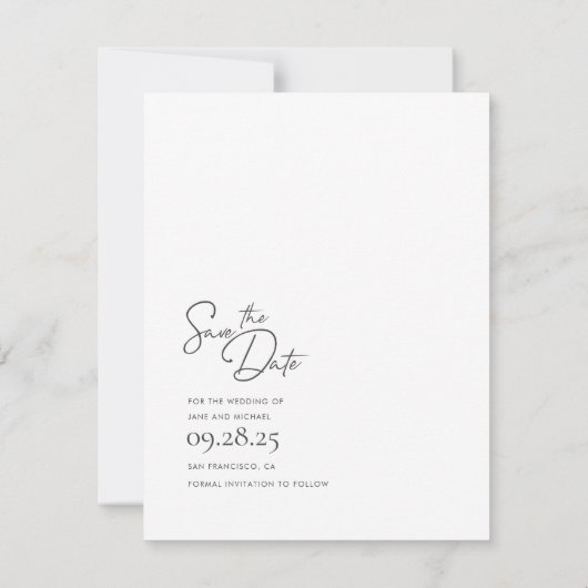 Elegant Modern White Bewaar de datumfoto Save The Date (Achterkant)