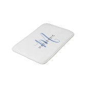 Elegant modern White Blue Script Monogram Badmat (Gekanteld)