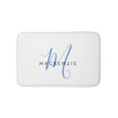 Elegant modern White Blue Script Monogram Badmat (Voorkant)