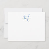Elegant modern White Blue Script Monogram Notitiekaartje (Voorkant)