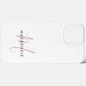 Elegant modern White Blush Pink Script Monogram Case-Mate iPhone Case (Achterkant (horizontaal))