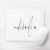 Elegant modern White Blush Pink Script Monogram Muismat (Met muis)