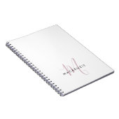 Elegant modern White Blush Pink Script Monogram Notitieboek (Rechterzijde)