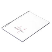 Elegant modern White Blush Pink Script Monogram Notitieboek (Linkerzijde)