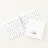Elegant modern White Blush Pink Script Monogram Notitieboek (Binnen)