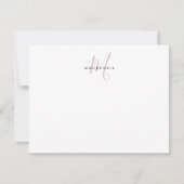 Elegant modern White Blush Pink Script Monogram Notitiekaartje (Voorkant)