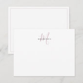 Elegant modern White Blush Pink Script Monogram Notitiekaartje (Voorkant / Achterkant)