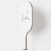 Elegant modern White Blush Pink Script Monogram Pickleball Paddle (Links)