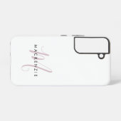 Elegant modern White Blush Pink Script Monogram Samsung Galaxy Hoesje (Achterkant horizontaal)