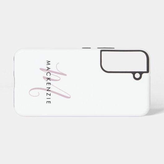 Elegant modern White Blush Pink Script Monogram Samsung Galaxy Hoesje (Achterkant horizontaal)