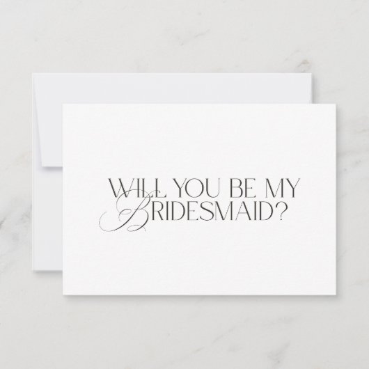 Elegant Modern White Bridesmaid Proposal Card Kaart (Voorkant)