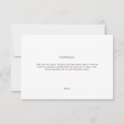Elegant Modern White Bridesmaid Proposal Card Kaart (Achterkant)