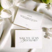 Elegant Modern White Bridesmaid Proposal Card Kaart