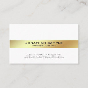 Elegant Modern White en Gold Professional Plain Visitekaartje