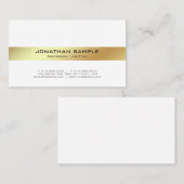 Elegant Modern White en Gold Professional Plain Visitekaartje (Voorkant / Achterkant)