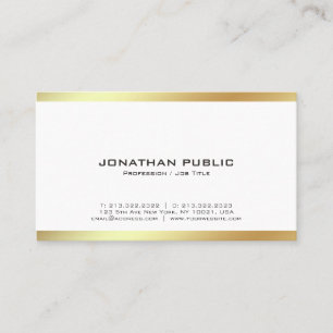 Elegant modern White en Gold Professional Plain Visitekaartje