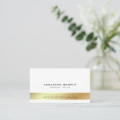 Elegant modern White en Gold Professional Plain Visitekaartje (Staand voorkant)
