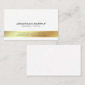 Elegant modern White en Gold Professional Plain Visitekaartje (Voorkant / Achterkant)