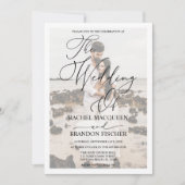 Elegant Modern White Framed Couple Photo Wedding Kaart (Voorkant)