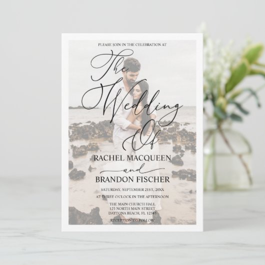 Elegant Modern White Framed Couple Photo Wedding Kaart (Staand voorkant)