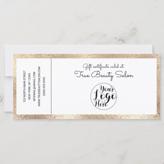 Elegant modern White Gold Border Gift Certificate (Achterkant)
