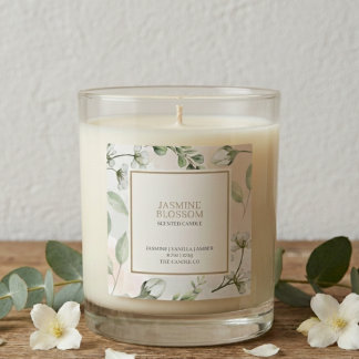 Elegant Modern White Gold Floral Candle  Vierkante Sticker