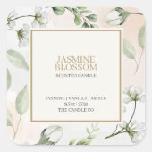 Elegant Modern White Gold Floral Candle  Vierkante Sticker (Voorkant)