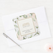 Elegant Modern White Gold Floral Candle  Vierkante Sticker (Envelop)
