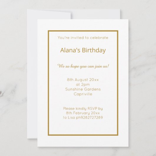 ELEGANT MODERN WHITE GOLD GLITTER SIMPEL KAART (Voorkant)