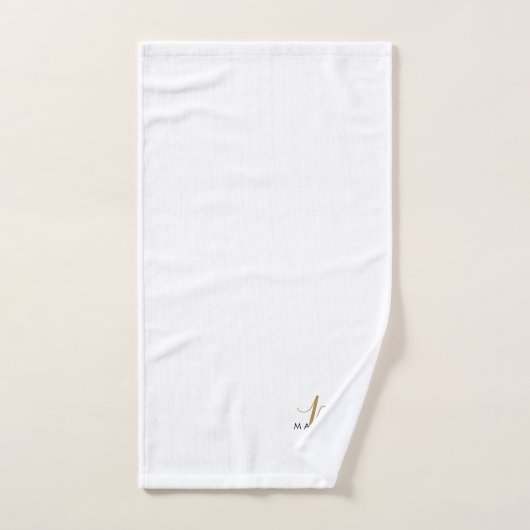 Elegant modern White Gold Script Monogram Bad Handdoek (Handdoek)