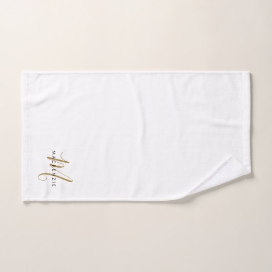 Elegant modern White Gold Script Monogram Bad Handdoek (Handdoek)