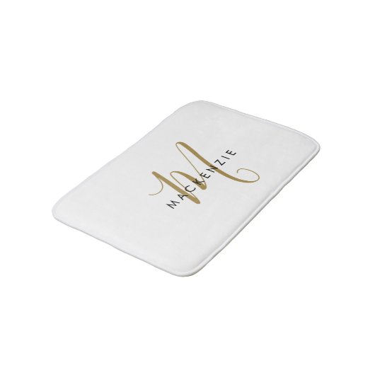 Elegant modern White Gold Script Monogram Badmat (Gekanteld)