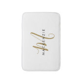 Elegant modern White Gold Script Monogram Badmat (Voorkant Verticaal)