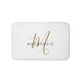 Elegant modern White Gold Script Monogram Badmat (Voorkant)